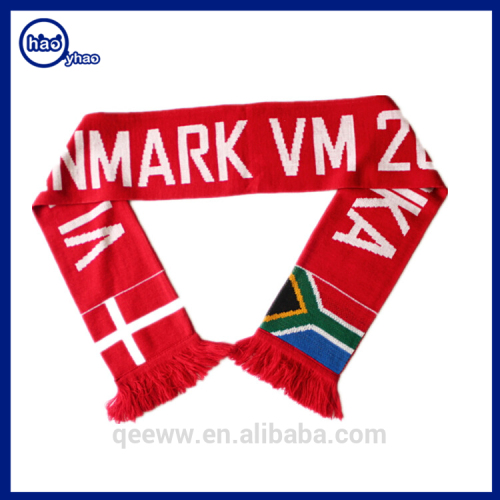 Yhao factory custom jacquard pattern acrylic football soccer fans scarf for European Cup celebrate wholesale men's scarves