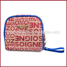 Monogrammed cosmetic bag with pu trim