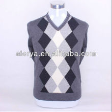 men's real intarsia V neck knitwear