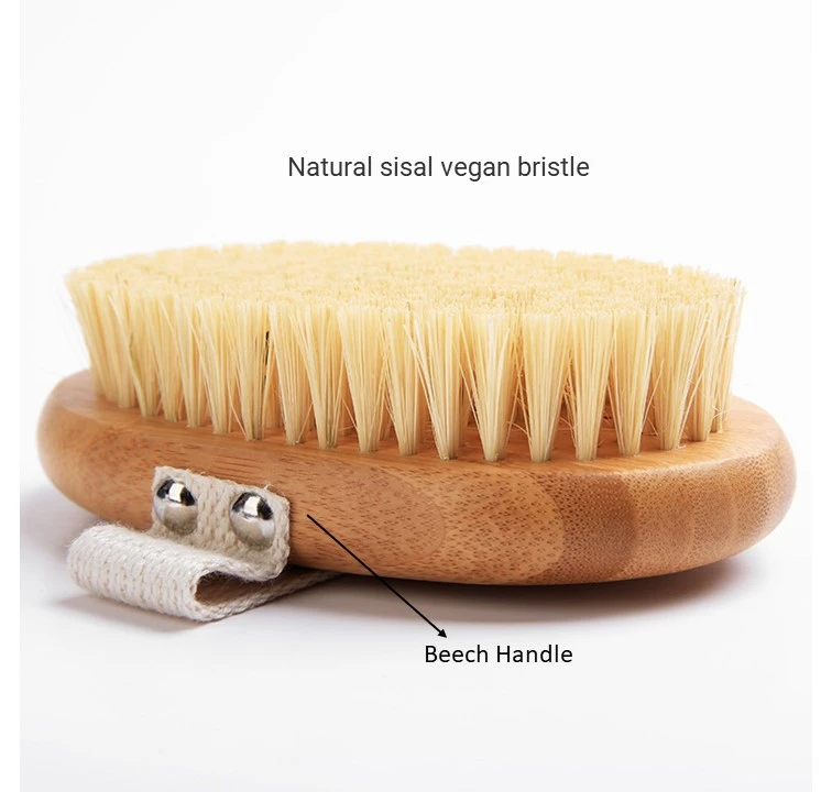 Oval Shape Beech Handle Sisal Bristle Bath Brush Scrubber