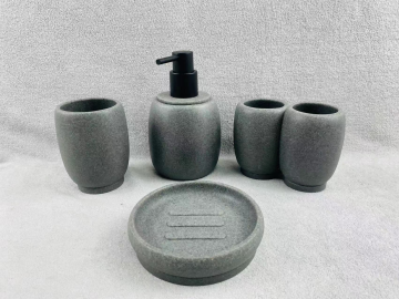 Customized grey resin bathroom accessory set