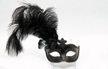 Colombina White Feather Masquerade Masks 12" For Masquerade Balls