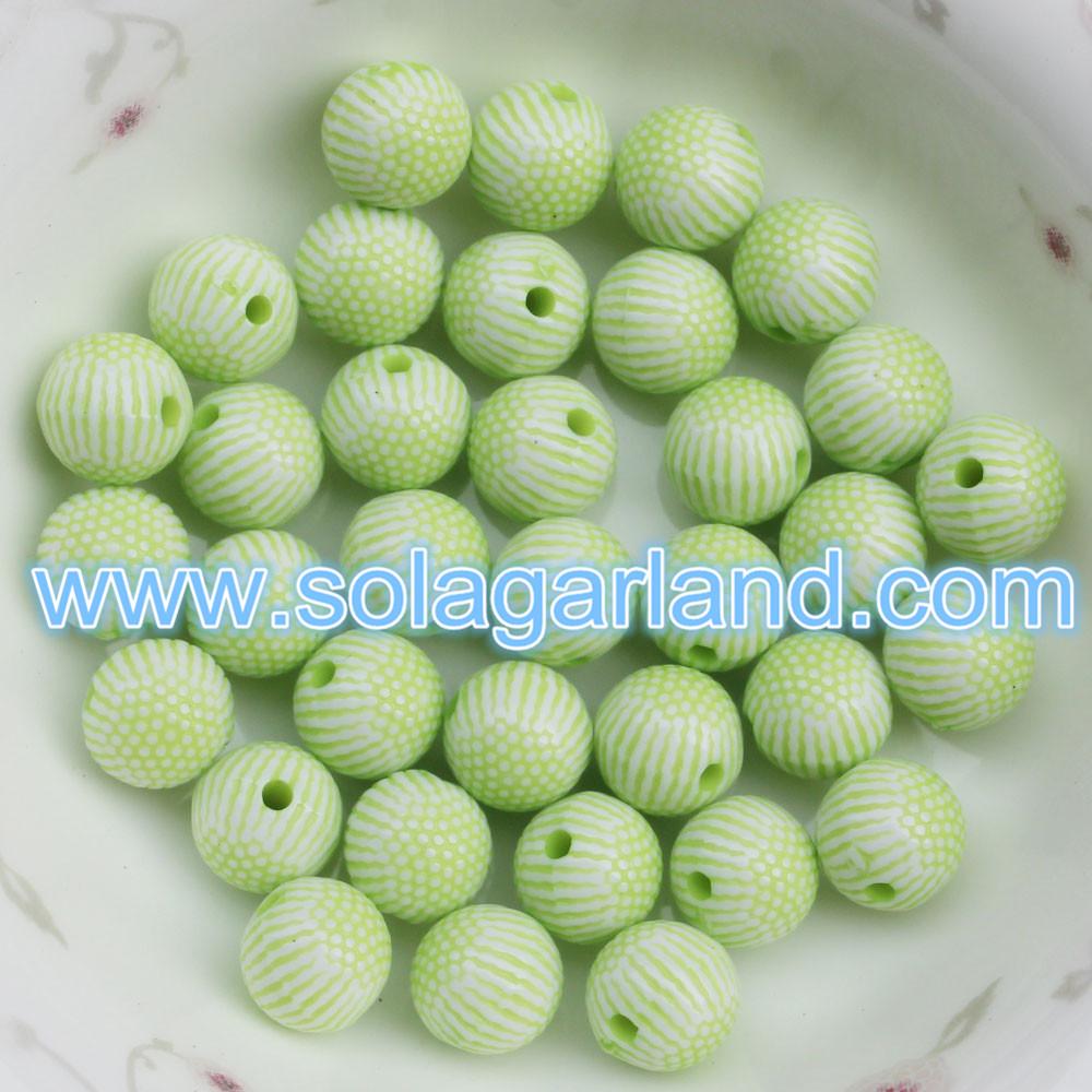 Acrylic Plastic Striped Gumball Beads