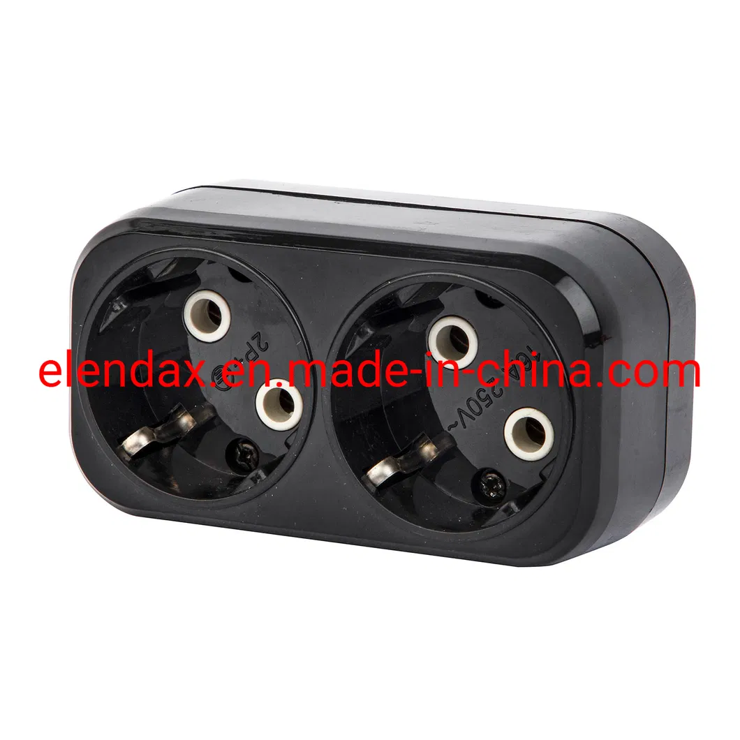 2 Way Electrical Power Adaptor EU Black