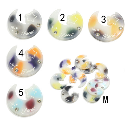 New Design Multi Colors Resin Sweet Star Moon Cabochon Beads 100pcs Diy Art Deco Children Scrapbook Ornament Shop