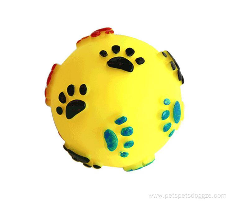 Paw print squeaky dog toy ball pet supplies