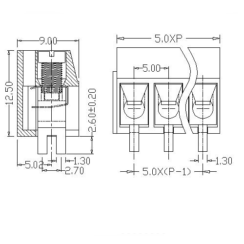 AT307-5.0XXX-A PCB Screw Terminal Block