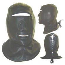BDSM Sex Toy Fetish Faux Leather Open Mouth and Eyes Mask Head Bondage Restraint Hood Mask