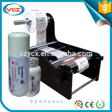 Semi automatic label applicator, label applicator for oil bottle