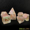 Bescon Shimmery Dice Set Rose-Golden, RPG Juego de 7 dados en caja de ladrillo