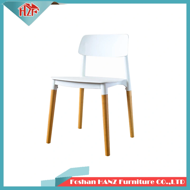 Hz-312cafe Coffee Shop White Plastic Wooden Leg Dining Chair