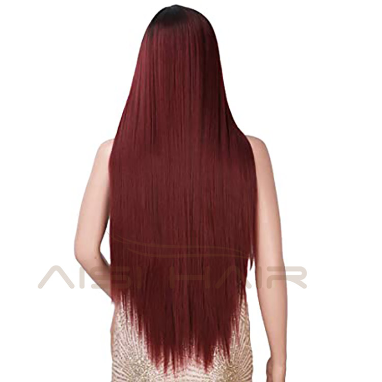 Aisi Hair Cosplay Wholesale Cheap Vendor Silky Straight Swiss Lace Ombre Red Synthetic Hair For Black Women Lace Front Wig