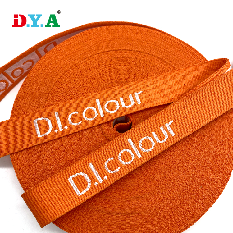 Wholesale Durable custom jacquard polyester webbing strap 2cm orange jacquard webbing tape