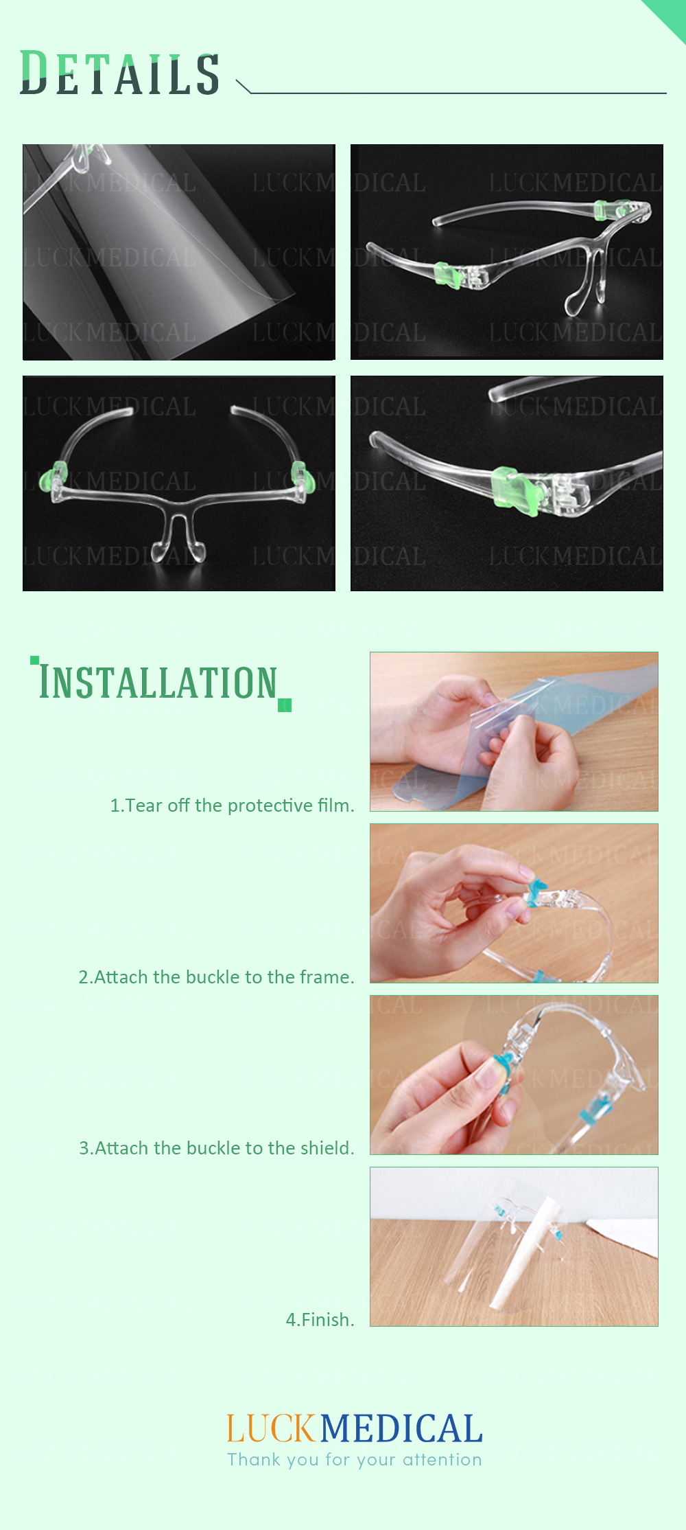 Transparenter klarer Gesichtsschutz mit Rahmen Transparent Clear Face Shield With Frame