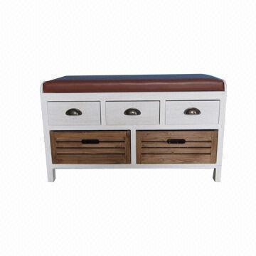 Wooden shoe cabinet with five drawers