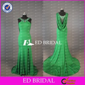 CE769 Unique Beautiful Round Neck Floor Length Green Formal Evening Gowns