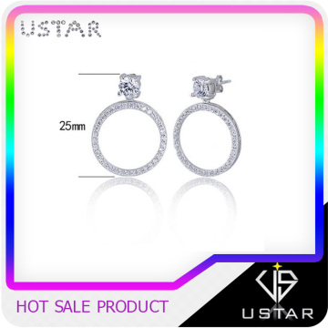 925 sterling silver hoop earring with zircon gems