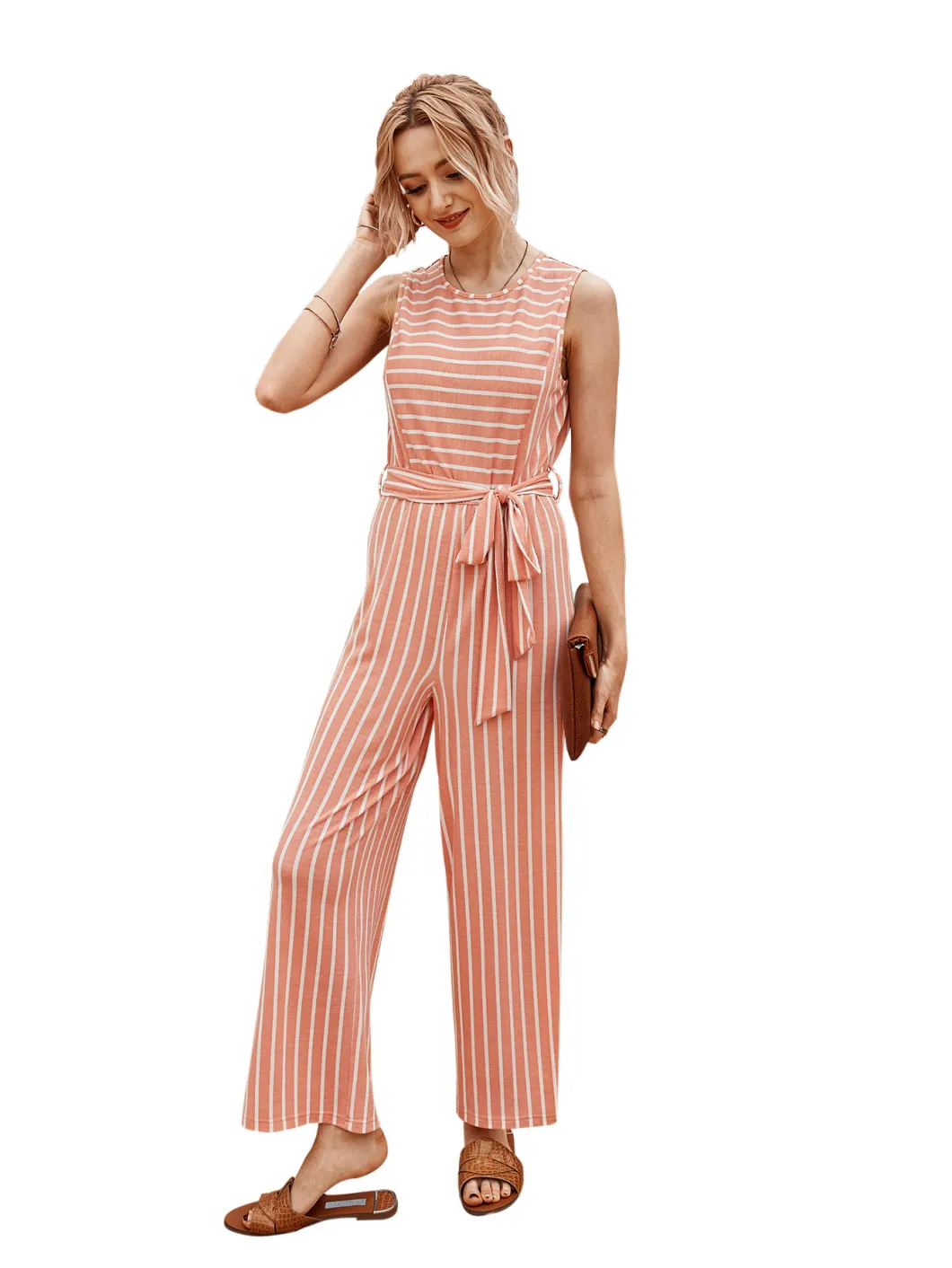 Hot Style New Summer Striped Jumpsuit Fashion Life Vest Casual Women's Pants