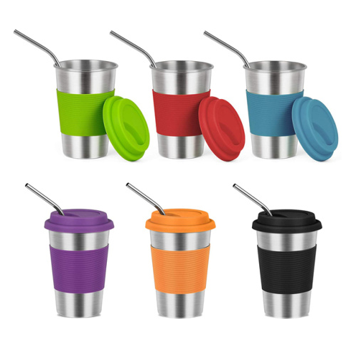 Kids Colorful Handle Stainless Steel Cups