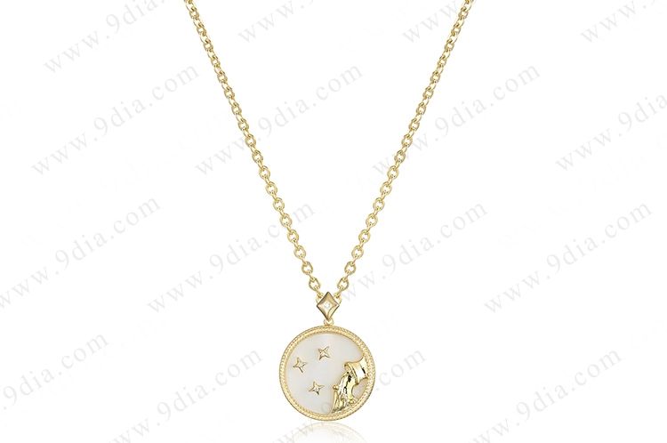 Bijoux en argent sterling bijoux plaqué or zodiac plaqué or n ° 925 collier de zodiaque en argent sterling