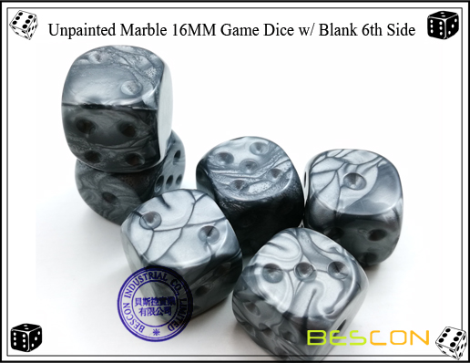 Un-painted Marble Dice 16MM with Blank 6th Side-2