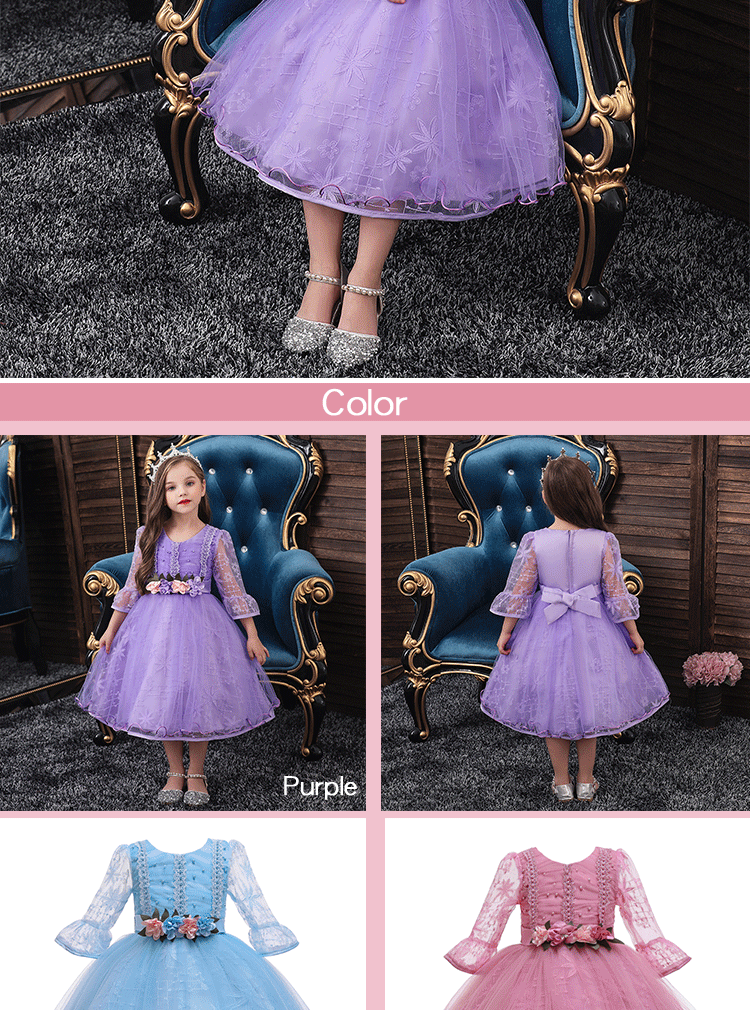 Children's Clothing Spring And Summer Models Flower Girls Dress Children's Lace Princess Dress Mesh Dress