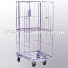 Metal Foldable Roll Container / Table Trolley For Warehouse
