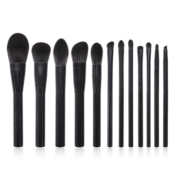 Oem new arrival private label 12Pcs luxury black makeup brush set with logo