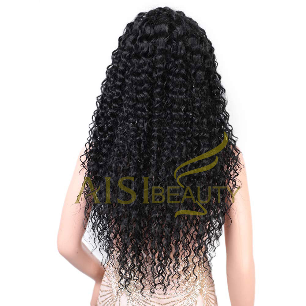 Aisi Beauty Wholesale Cheap Vendor Long Wavy Kinky Curly 13x6 Black Lace Front Synthetic Hair For Black Women Lace Front Wig