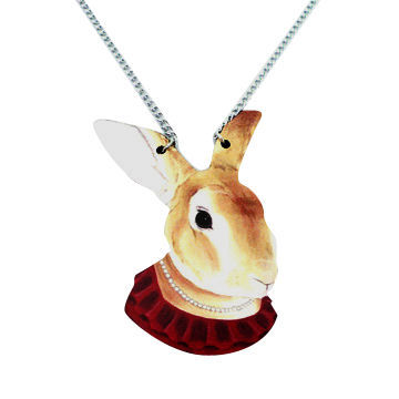 Pendant Necklaces, Alloy, Rabbit Picture, Metal Chain