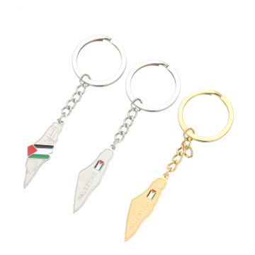 Yiwu Aceon Stainless Steel Enamel Map Shape Israel-Palestine Key Chain