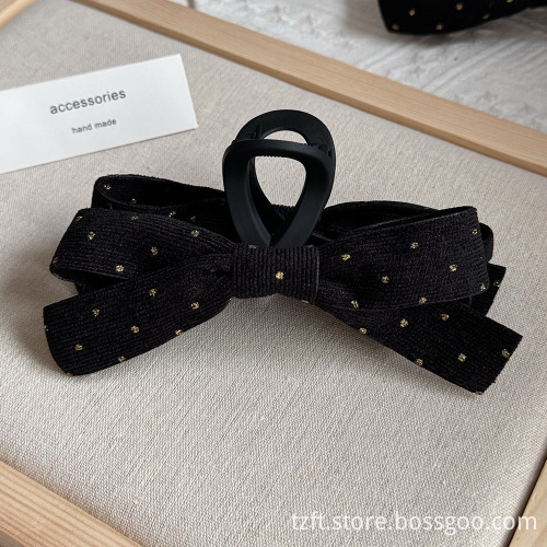 Large Size Black Bow Hair Claw Clip - Custom Hepburn Style Shark Headdress