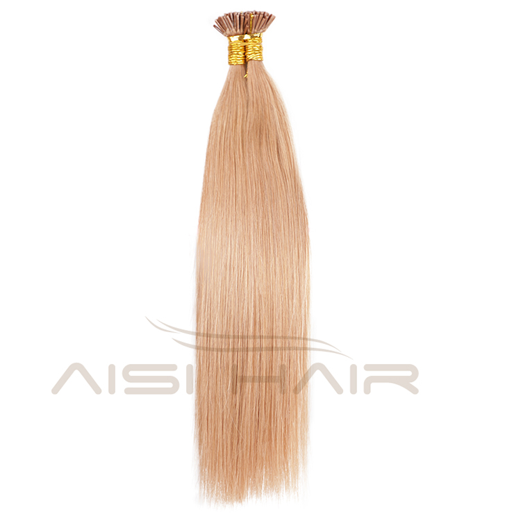 Aisi Hair 10A Unprocessed Color 12# Human Hair Pre Bonded Keratin Double Drawn I Tip Human Hair Extension For Women