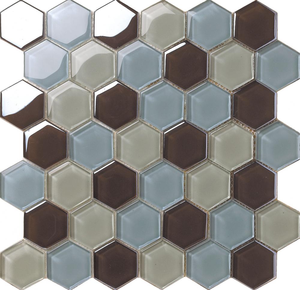 Crystal Glass Original Color Hexagon Mosaic