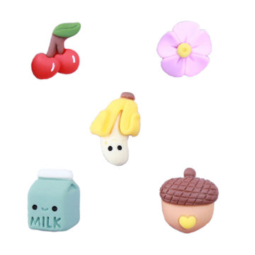 Γελοιογραφία Flatback Resin Flower Fruit Milk Box Cabochon Beads Simulation Cherry Charms DIY Διακόσμηση σπιτιού Κούμπες στολίδι