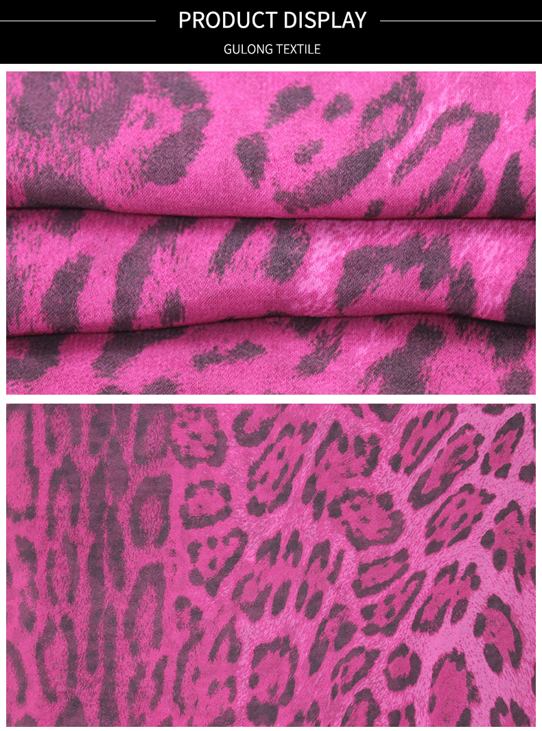 100% Polyster printed chiffon fabricLeopard grain print fabric animal printed