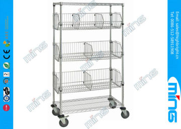 Powder Coated Mobile Wire Shelving / Adjustable Wire Shelves For Warehouse