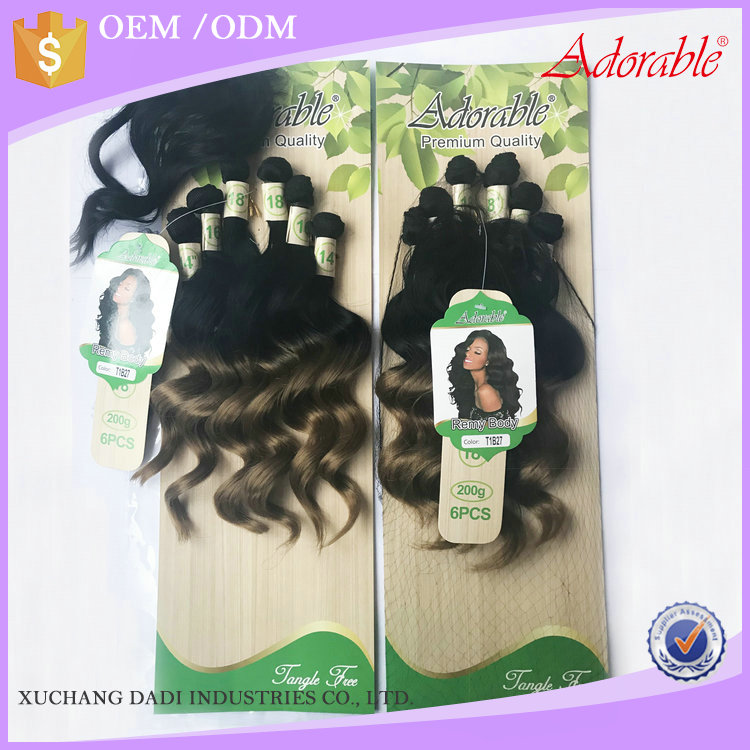 ombre hair weaves bundles synthetic wholesale hair extension weft silky remy body wave 6pcs T1B27