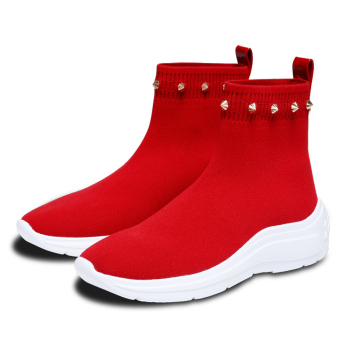 KBY Fly woven shoes Boots shoes Casual shoes Rivet Red
