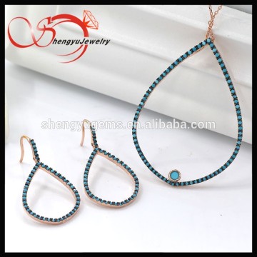 2016 fashion brass jewelry set setting turquoise