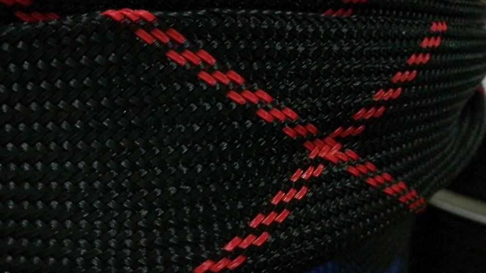 Black Red Nylon Expandable Braided Cable Sleeving