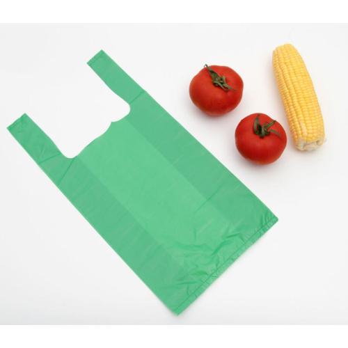 Bolsa de camiseta de polietileno HDPE en verde