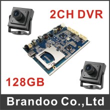 CCTV DVR Mother Board, Support 2 Cameras Recording, 128GB SD Card, Alarm I/O