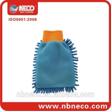 microfiber mesh sponge chenille, doubel use microfiber gloves