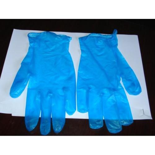 Gants jetables en vinyle bleu