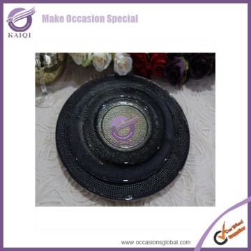 17728 black wholesale clear glass crystal rhinestones charger plates