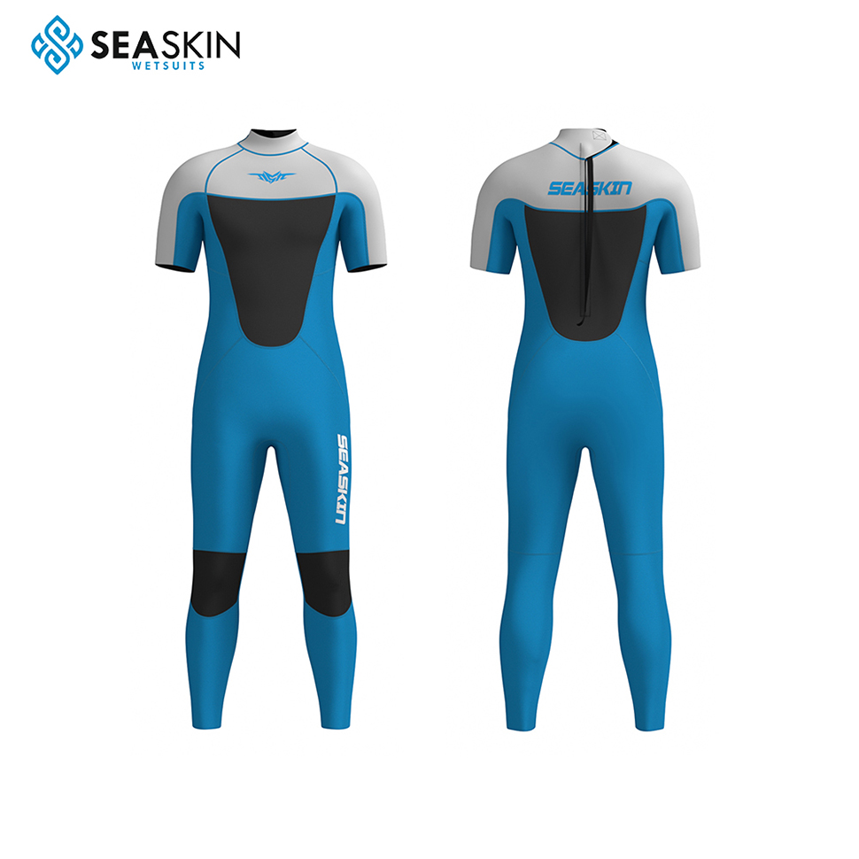 Seaskin berkualiti tinggi 3mm neoprene fabrik lengan pendek seluar panjang menyelam wetsuit