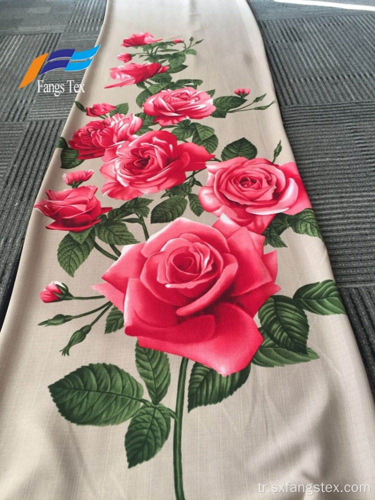 % 100 Polyester İngiliz Çizgi Çiçek Baskılı Elbise Kumaşı