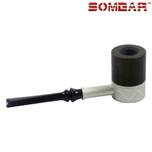 PW071012 Resin Tobacco Pipe Filter Metal Ring Style Smoke Smoking Imitate Wooden Pipe