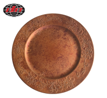 Antique Copper Flower Pattern Plastic Charger Plate